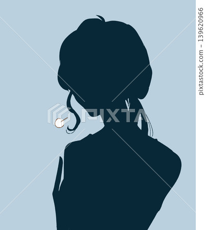 Woman clutching her chest; negative silhouette Woman clutching her chest; negative silhouette 139620966