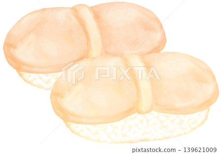 Illustration of two scallop sushi Illustration of two scallop sushi 139621009