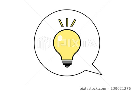 Lightbulb icon speech bubble - simple hand-drawn style illustration material Lightbulb icon speech bubble - simple hand-drawn style illustration material 139621276