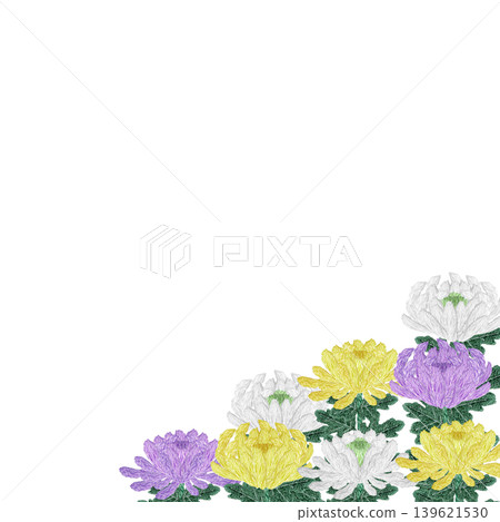 【菊花花框】手工刺繡插畫材料 139621530
