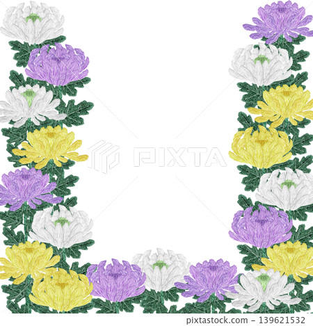 【菊花花框】手工刺繡插畫材料 139621532