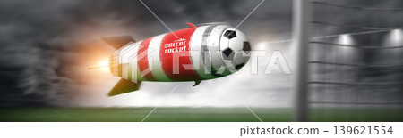 Soccer ball and rocket, 3d rendering 139621554