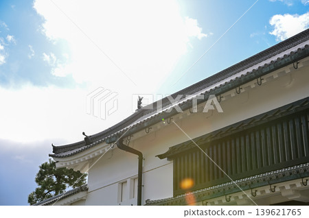 The inside of nijo jo castle, Kyoto, Japan. World Heritage Site. Major tourist attraction in Kansai region in Japan. Japan famous historic architecture. Building exterior and nature scene. 139621765