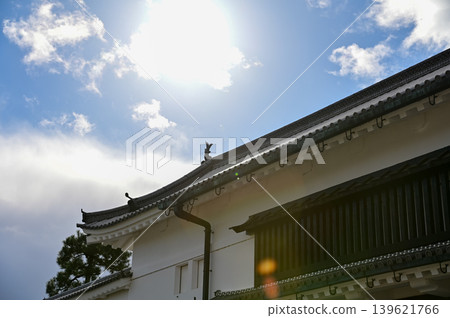 The inside of nijo jo castle, Kyoto, Japan. World Heritage Site. Major tourist attraction in Kansai region in Japan. Japan famous historic architecture. Building exterior and nature scene. 139621766