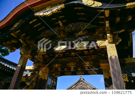 The inside of nijo jo castle, Kyoto, Japan. World Heritage Site. Major tourist attraction in Kansai region in Japan. Japan famous historic architecture. Building exterior and nature scene. 139621775