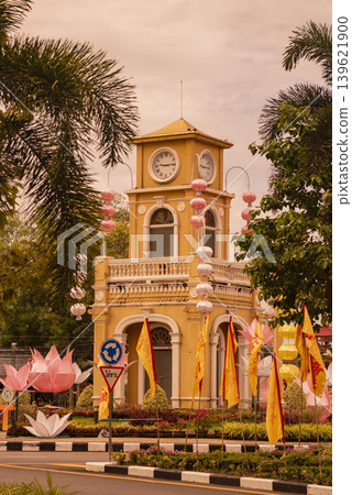 THAILAND PHUKET OLD TOWN SURIN CIRCLE CLOCK TOWER THAILAND PHUKET OLD TOWN SURIN CIRCLE CLOCK TOWER 139621900