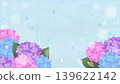 Vector background of pastel-colored hydrangeas and raindrops, with copy space. 139622142