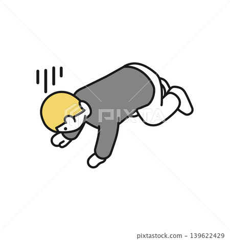 Isometric illustration: A man collapses in disappointment. Isometric illustration: A man collapses in disappointment. 139622429