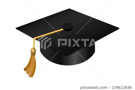 Vector Graduation cap isolated on white background. View is isometric. Icon. Vector illustration. Eps 10. Vector Graduation cap isolated on white background. View is isometric. Icon. Vector illustration. Eps 10. 139622686
