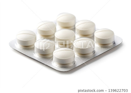 Medical tablets on white background for online pharmacy and treatment options Medical tablets on white background for online pharmacy and treatment options 139622703