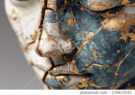 Close up of kintsugi inspired art reflecting human experience and psychology in Japan Close up of kintsugi inspired art reflecting human experience and psychology in Japan 139623041