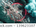 Military operations depicted through satellite surveillance technology showcasing troop movement 139623107