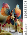 Fabulous fairies with colorful wings embrace amidst enchanting miniature scenery 139623203