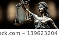 Figurine representing blind justice holding scales and sword symbolizing fairness and equality 139623204