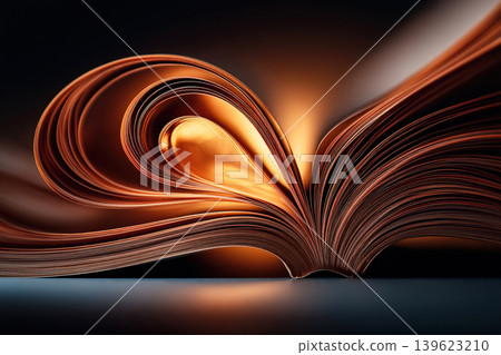 Open book displays antique knowledge with glowing pages that inspire curiosity and learning Open book displays antique knowledge with glowing pages that inspire curiosity and learning 139623210