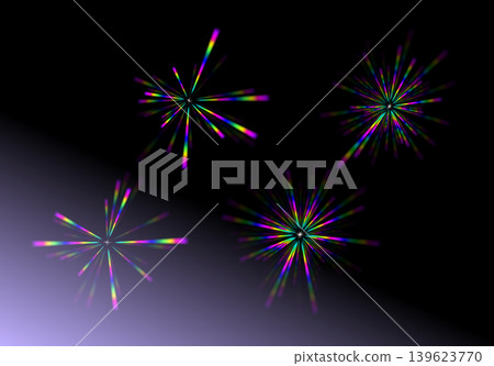Set of colorful rainbow lens flare star burst elements on dark black background Set of colorful rainbow lens flare star burst elements on dark black background 139623770