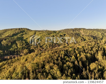 Drones Capture Expansive Views Of Colorful Forested Hills And Quiet Valley During Autumn Twilight 139624457