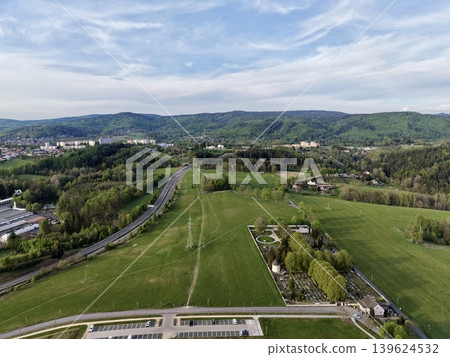 Rural Road Intersection. Aerial Perspective Of Farmland Network Exhibiting Transport And Utility Pathways Rural Road Intersection. Aerial Perspective Of Farmland Network Exhibiting Transport And Utility Pathways 139624532