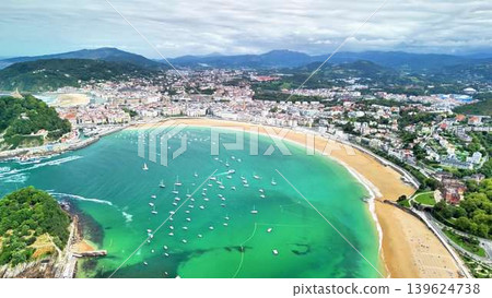 Aerial View of Beautiful San Sebastin Coastline and Cityscape Aerial View of Beautiful San Sebastin Coastline and Cityscape 139624738