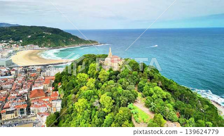 Experience the Stunning Aerial View of a Beautiful Coastal Landscape with an Iconic Landmark Experience the Stunning Aerial View of a Beautiful Coastal Landscape with an Iconic Landmark 139624779