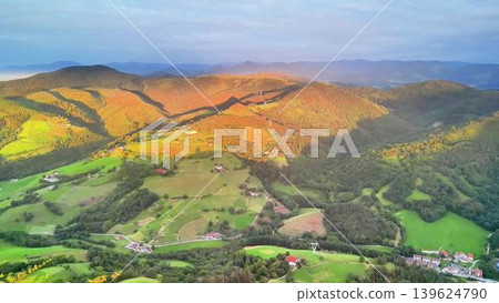Experience the stunning aerial view of lush hills and vibrant fields that captivate the soul Experience the stunning aerial view of lush hills and vibrant fields that captivate the soul 139624790