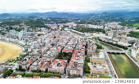 Stunning Aerial View of San Sebastin with Beaches and Architecture Stunning Aerial View of San Sebastin with Beaches and Architecture 139624832