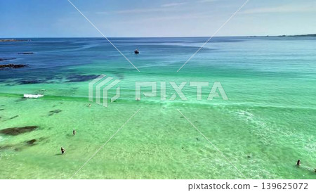 Aerial View of the Pristine and Stunning Turquoise Water at a Beautiful Scenic Beach Aerial View of the Pristine and Stunning Turquoise Water at a Beautiful Scenic Beach 139625072