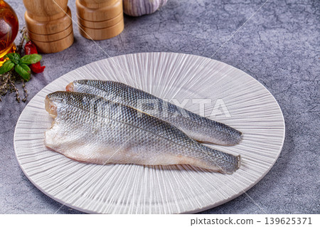 Raw seabass fish fillet for cooking Raw seabass fish fillet for cooking 139625371
