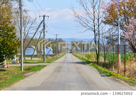 A straight road in Hokkaido A straight road in Hokkaido 139625602