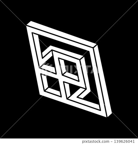 Optical illusion shape. Impossible objects. Optical art figures. Line art. Geometry. Optical illusion shape. Impossible objects. Optical art figures. Line art. Geometry. 139626041