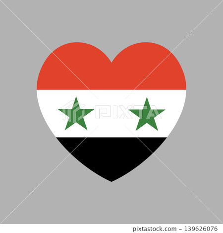 Syria flag heart icon. Heart shaped button flag of Syria. Flag heart banner, background. National Syria flag badge, sticker. Syria flag heart icon. Heart shaped button flag of Syria. Flag heart banner, background. National Syria flag badge, sticker. 139626076