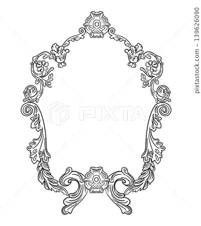 Hand drawn isolated ornate baroque frame vector illustration Hand drawn isolated ornate baroque frame vector illustration 139626090
