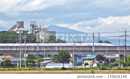 E7/W7系列北陸新幹線(2017年6月2日)途經水無月舞台,水泥廠和赤城山籠罩在雲霧之中。 E7/W7系列北陸新幹線(2017年6月2日)途經水無月舞台,水泥廠和赤城山籠罩在雲霧之中。 139626146