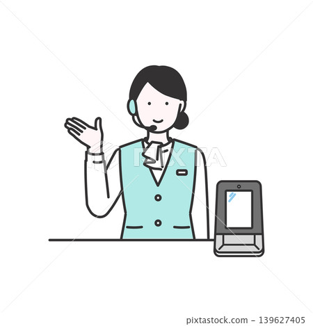 Simple illustration of a female medical office receptionist. Simple illustration of a female medical office receptionist. 139627405