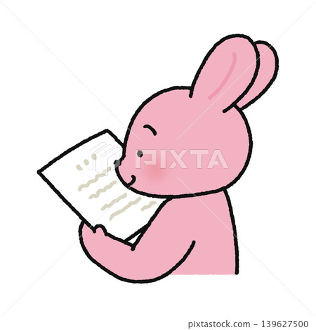 一隻可愛的兔子正在閱讀印刷稿 一隻可愛的兔子正在閱讀印刷稿 139627500