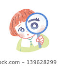 A girl peering through a magnifying glass 139628299