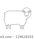 Sheep illustration, line drawing, monochrome 139628354
