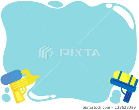 Cute frame material featuring a water gun and water motif. Cute frame material featuring a water gun and water motif. 139628389