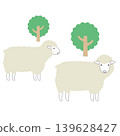 Two white sheep (illustration) 139628427