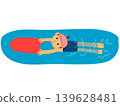 Kickboard and swimming - two girls 139628481
