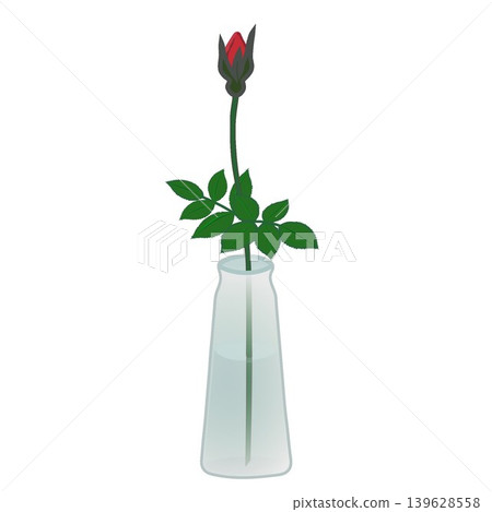 Illustration of a single red rose in a vase Illustration of a single red rose in a vase 139628558