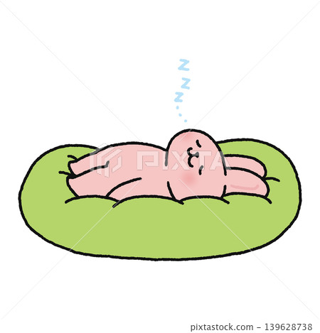 A cute rabbit sleeping on a fluffy cushion A cute rabbit sleeping on a fluffy cushion 139628738