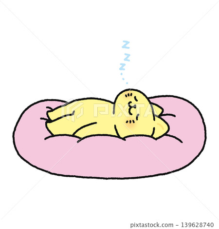 A cute cat sleeping on a fluffy cushion A cute cat sleeping on a fluffy cushion 139628740