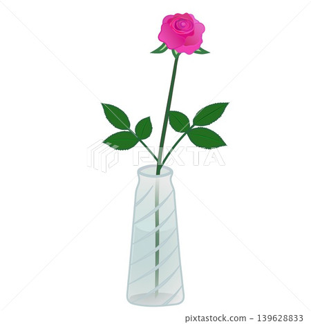 Illustration of a single pink rose in a vase Illustration of a single pink rose in a vase 139628833