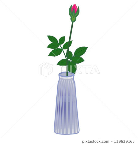 Illustration of a single pink rose in a vase Illustration of a single pink rose in a vase 139629163