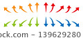 A set of simple and colorful diagonal arrows with various angles. 139629280