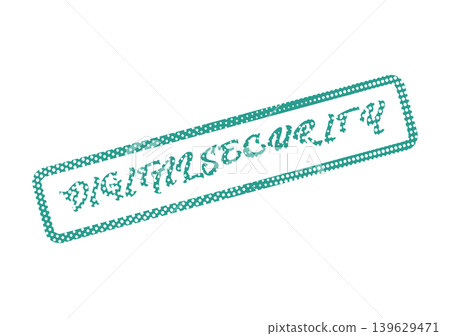 Teal digital security stamp with dotted border ensuring online data protection and cyber privacy Teal digital security stamp with dotted border ensuring online data protection and cyber privacy 139629471