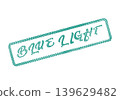 A stylish teal dotted Blue Light message appears in a rectangular stamp frame 139629482