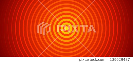 Hot red concentric circle background. Expanding waves with epicenter. Radial sound signal or vibration backdrop. Target symbol, radar or sonar icon concept. Vector burn red ripple gradient wallpaper Hot red concentric circle background. Expanding waves with epicenter. Radial sound signal or vibration backdrop. Target symbol, radar or sonar icon concept. Vector burn red ripple gradient wallpaper 139629487