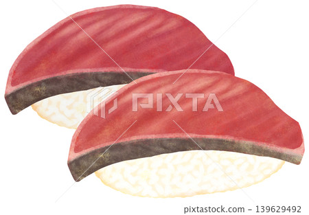 兩份鰹魚壽司的插圖 139629492